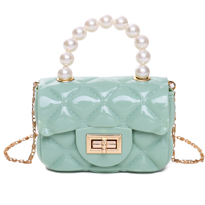 Damen elegante Handtasche mit Perlenhenkel Karnz