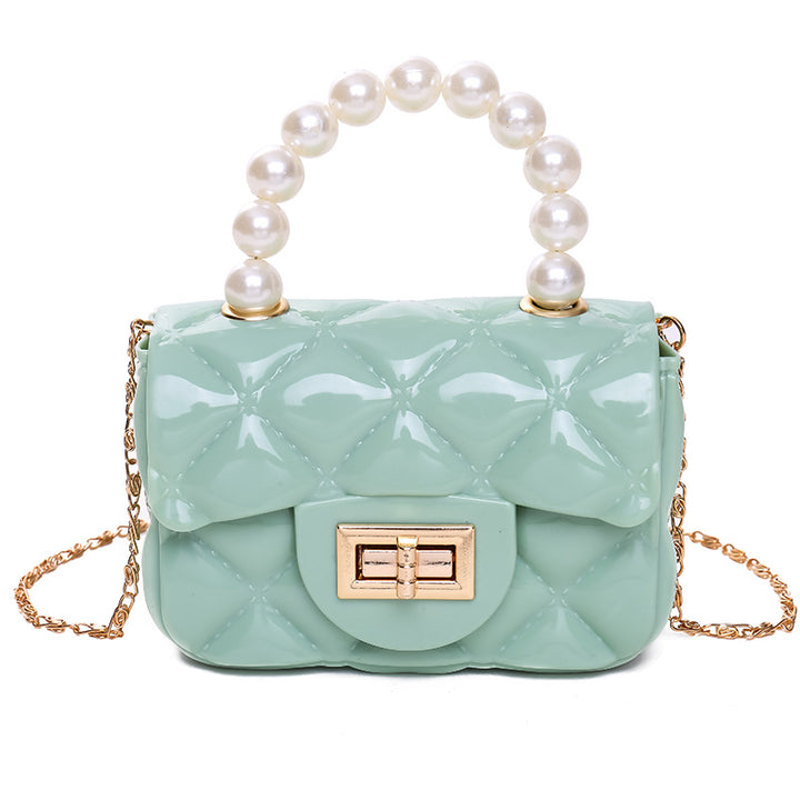 Damen elegante Handtasche mit Perlenhenkel Karnz