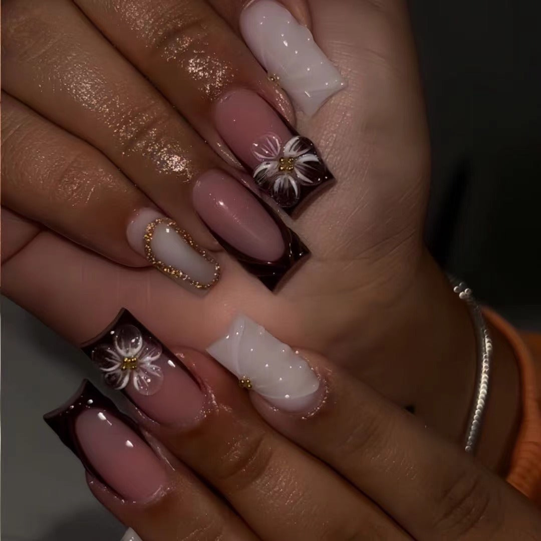 Dekorative Blumen Nagelkunst Erweiterungen Karnz