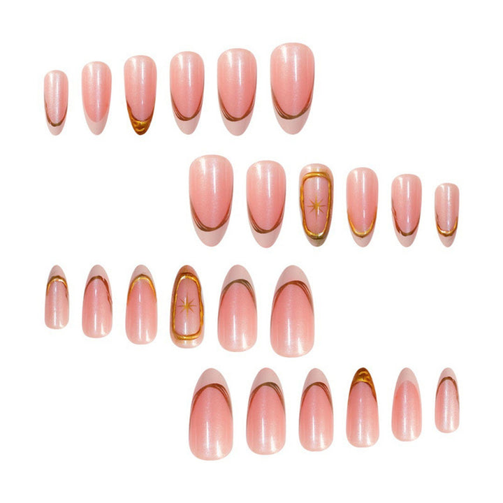 Premium glitzernde French Tip Press-On Nägel mit goldenen Akzenten Karnz