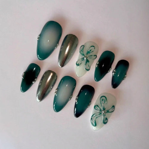 Elegantes Florales Press-On Nagelset Karnz