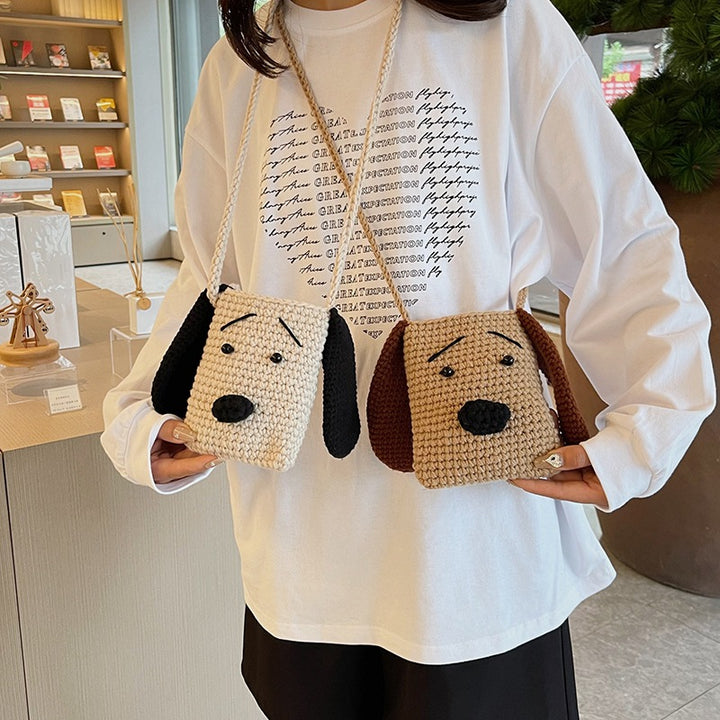 Süße hunde-themed Häkel-Crossbody-Tasche