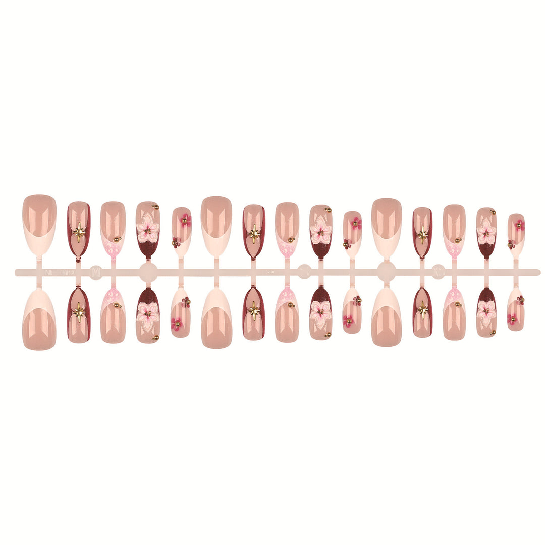 Künstlerisches florales Design Press-On-Nagelset