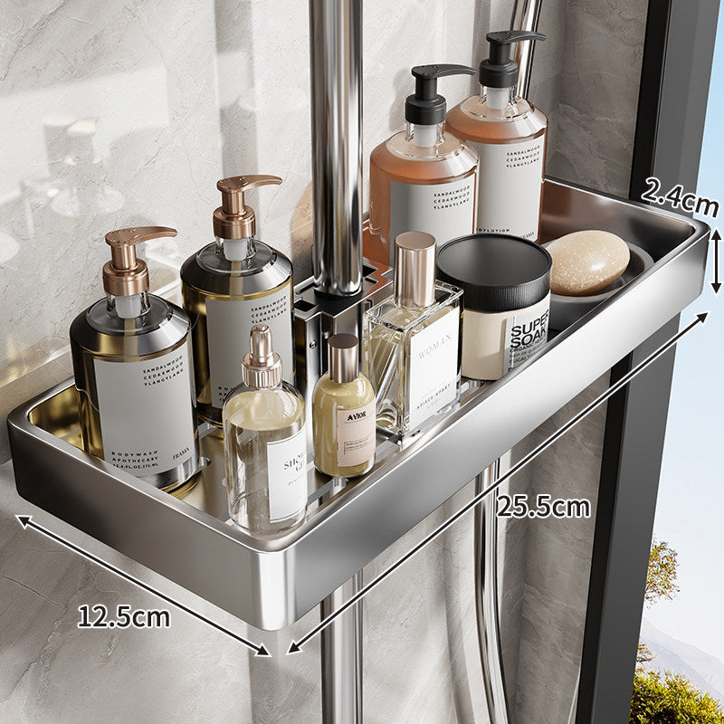Schlanke Edelstahl-Duschregal-Organizer mit integriertem Handtuchhalter