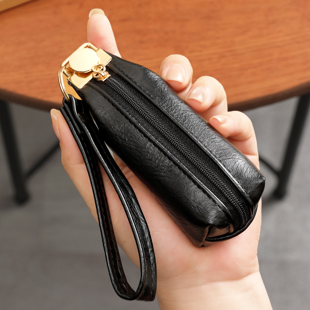 Premium Leder Reißverschluss-Münzbeutel
