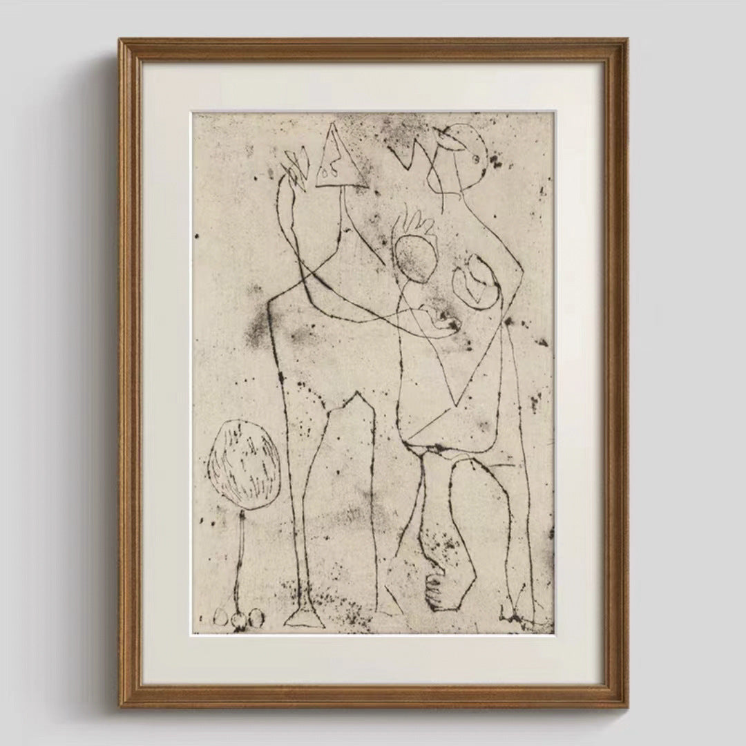 Abstracte Linienkunst gerahmter Druck