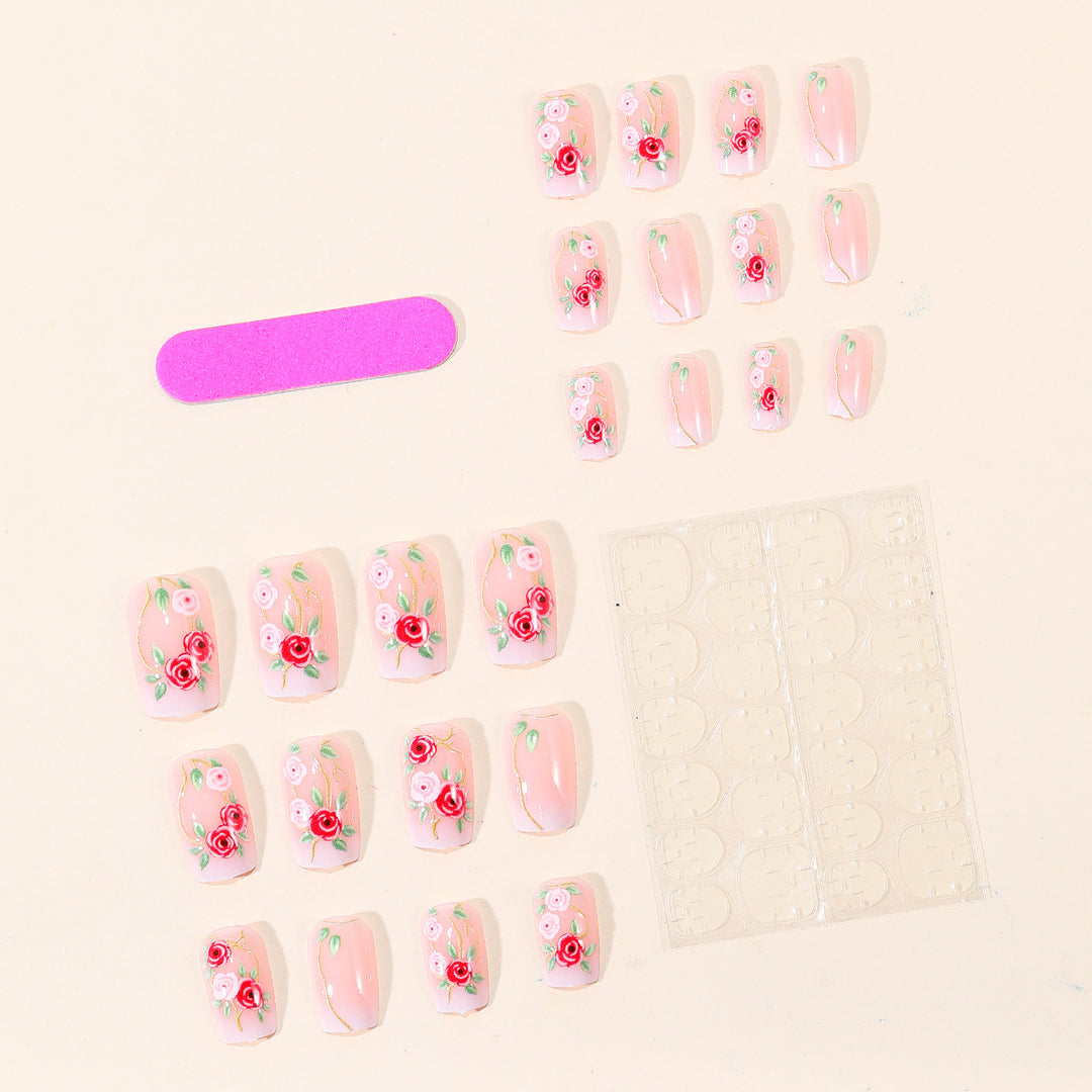 Florales Verziertes Nagelkunst-Set Karnz