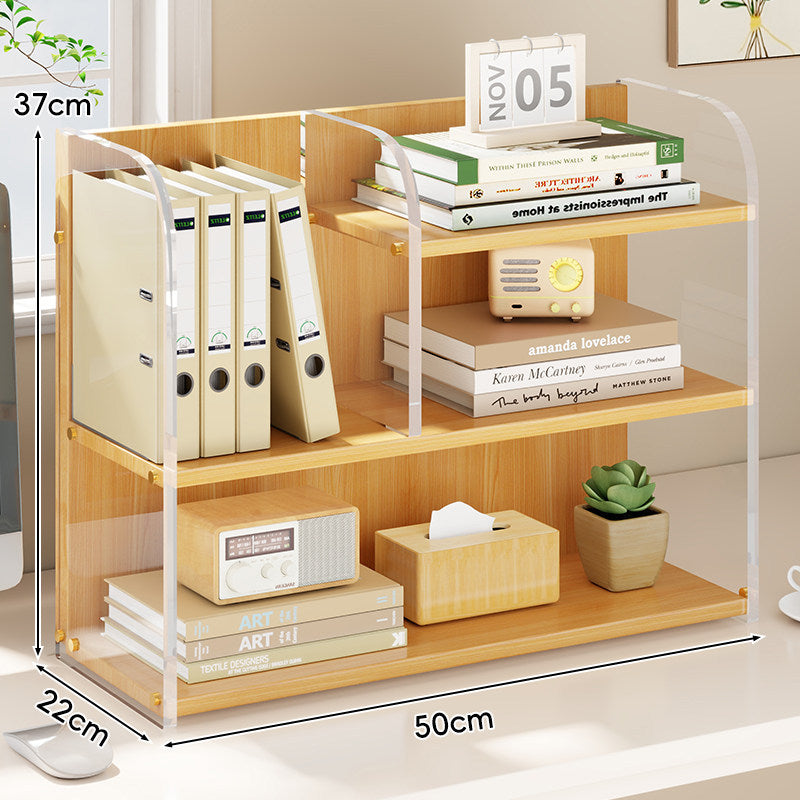 Gekrümmtes Acrylpanel Dual-Compartment Schreibtisch Buch- und Dokumentenorganisator
