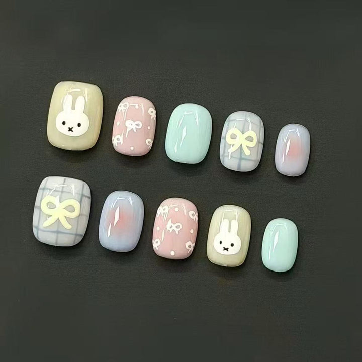 Verspielt Hase-Themen Press-On Nagelset Karnz