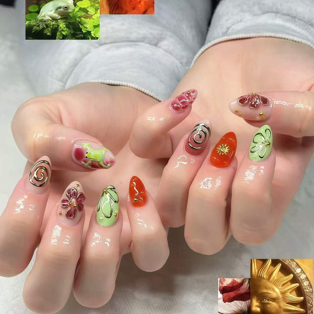 Kreatives Blumen-Design Press-On Nagelset