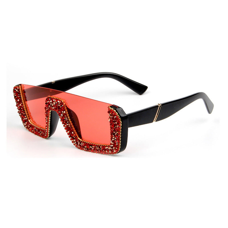 Damen elegante Glitzer-Sonnenbrille mit markantem Rahmen Karnz