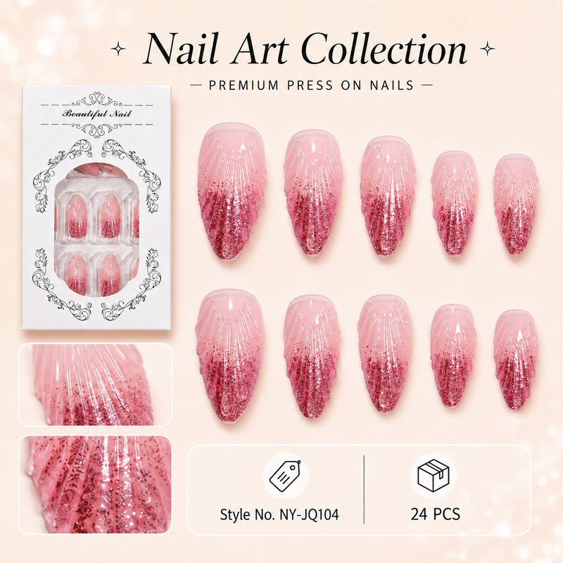 Premium Kunstnägel mit Glitzer Karnz