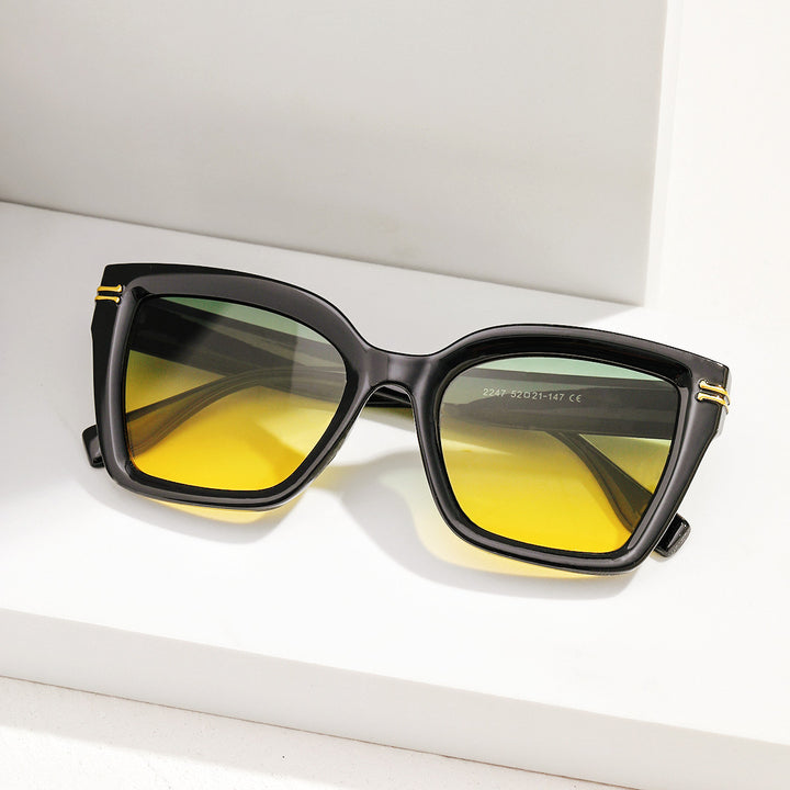 Damen trendige quadratische Sonnenbrille mit elegantem Gestell Karnz