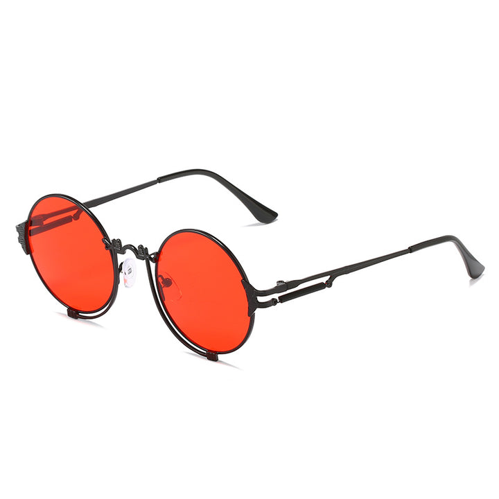 Damen stylische runde Metall-Sonnenbrille mit kunstvollem Designs Karnz