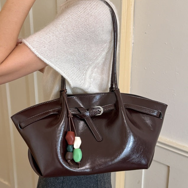 Schlanker minimalistischer Leder Tote Bag