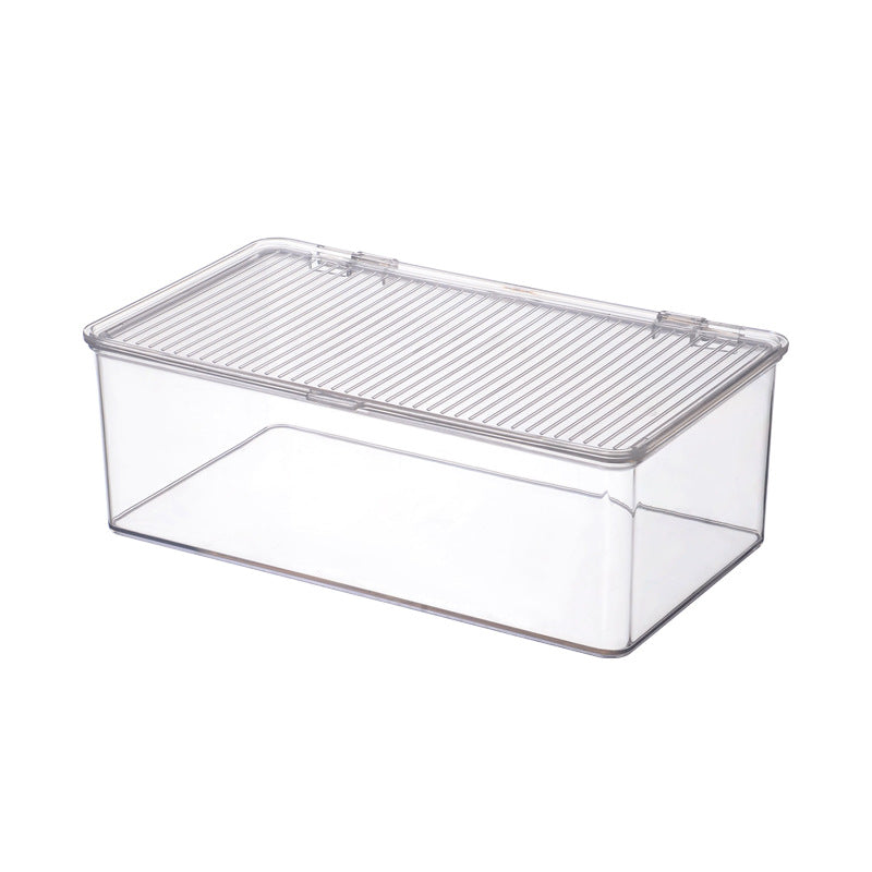Transparente Aufbewahrungsbox mit Klappverschluss und geriffelter Deckelfläche