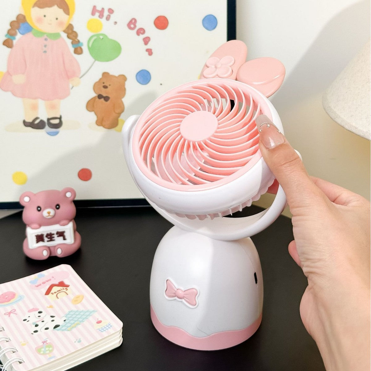 Damen Tragbarer Handventilator mit süßem Katzenohren-Design Karnz