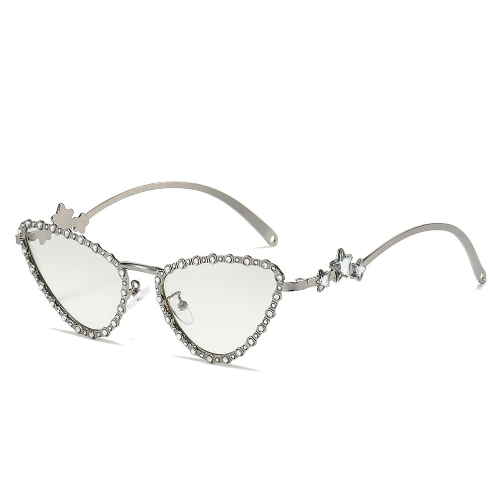 Glamouröse Cat-Eye-Sonnenbrille mit Kristallakzenten Karnz