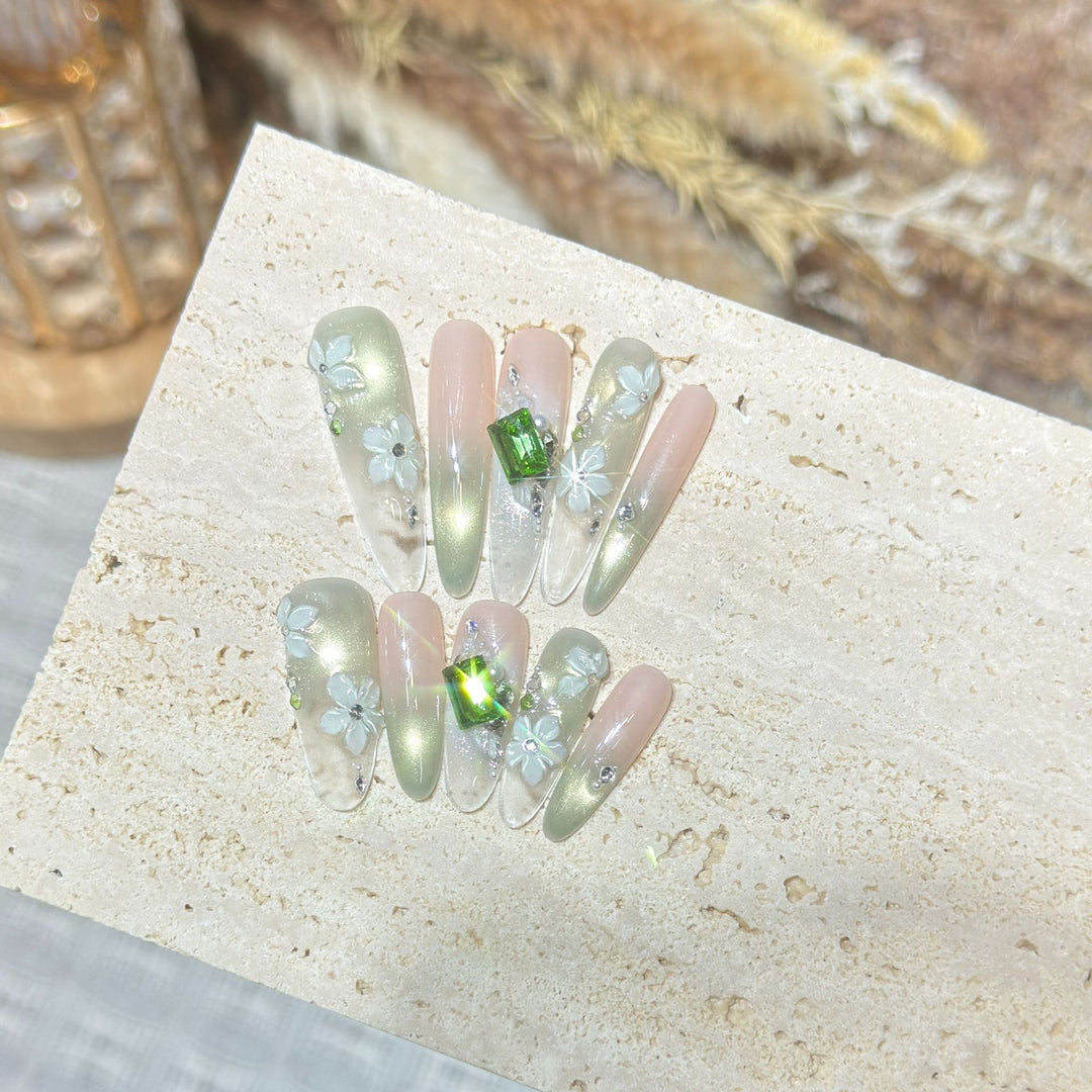 Blumiger Acryl Press-On Nagelset