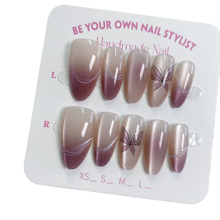 Elegantes, Schmetterlings-Design Press-On Nagelset