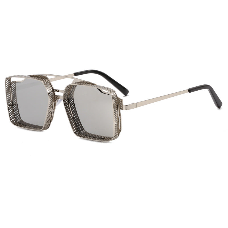 Damen quadratische Brille mit perforiertem, modernem Rahmen Karnz