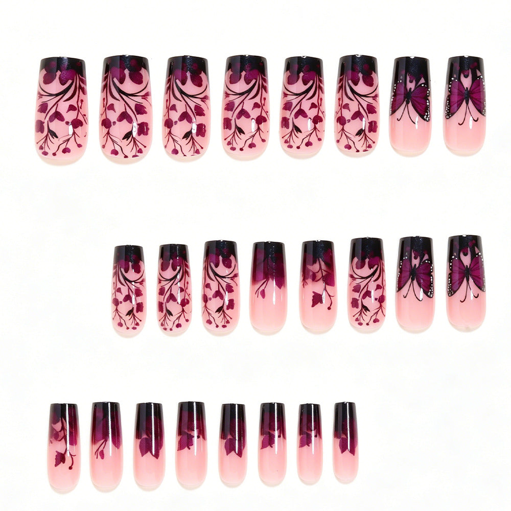 Elegante Schmetterlings-Blumen-Nagelkunst-Spitzen Karnz