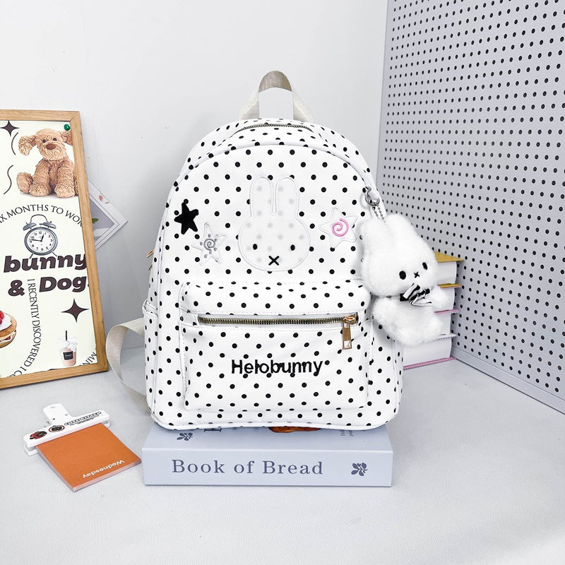 Polka-Dots Cartoon-Themen Rucksack mit Plüsch Charm Karnz