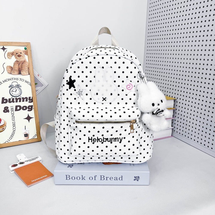 Polka-Dots Cartoon-Themen Rucksack mit Plüsch Charm Karnz