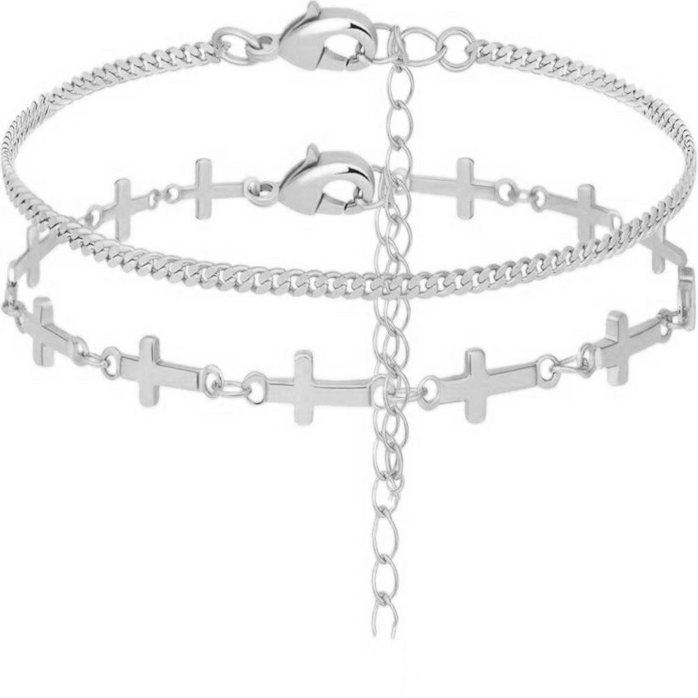 Gestapelte Kreuz Charm Armband Karnz