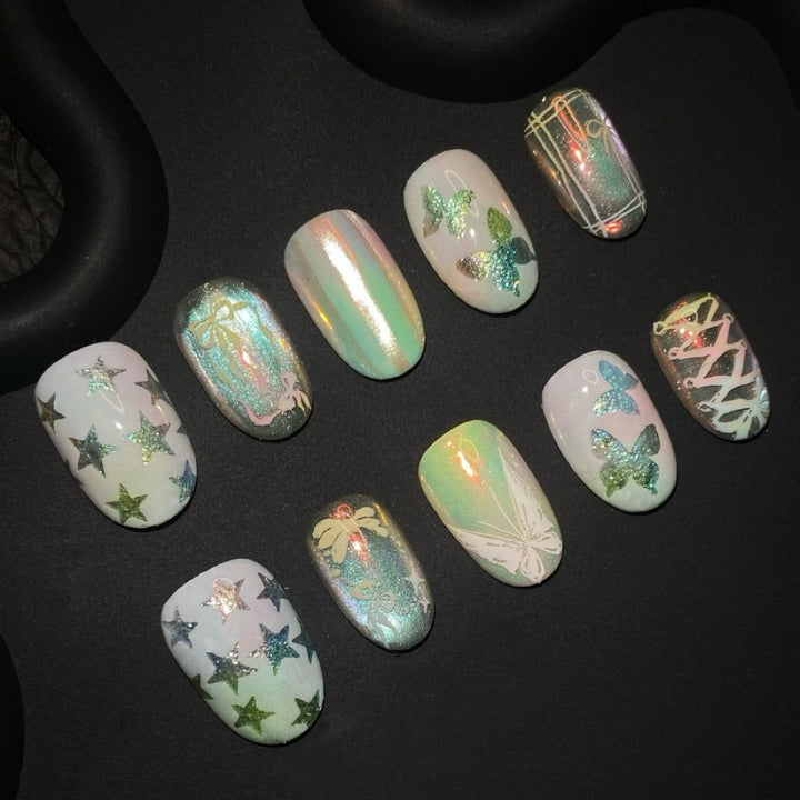 Anpassbares Schmetterlings-Themen Press-On Nagelset