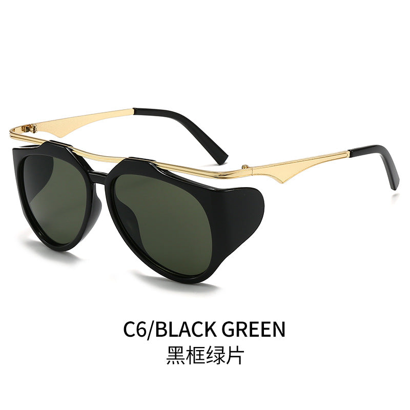 Damen Modische Sport-Sonnenbrille mit Oversized-Rahmen und goldenen Akzenten Karnz