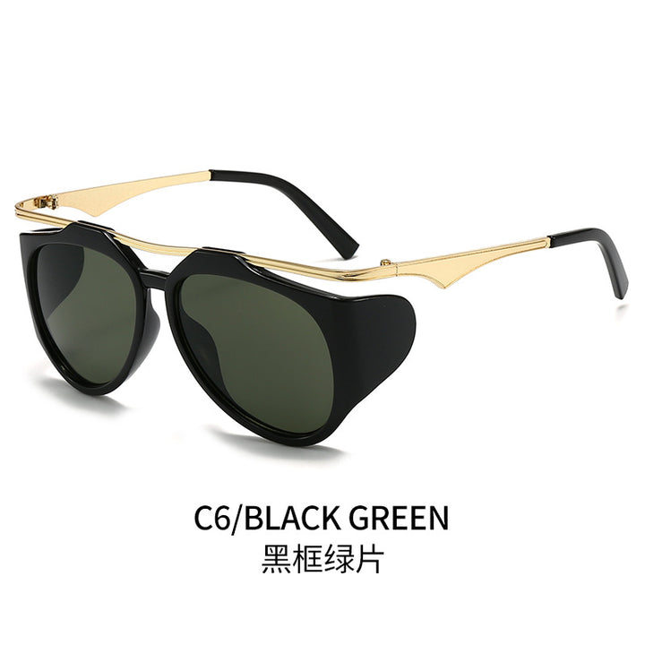 Damen Modische Sport-Sonnenbrille mit Oversized-Rahmen und goldenen Akzenten Karnz