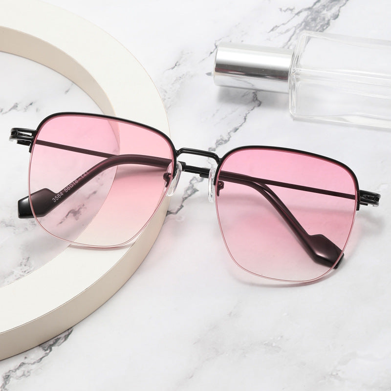 Damen Designer-Brille mit quadratischem Rahmen und glänzender Metallstruktur Karnz