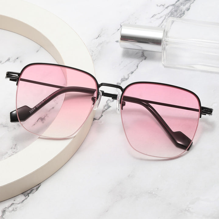 Damen Designer-Brille mit quadratischem Rahmen und glänzender Metallstruktur Karnz