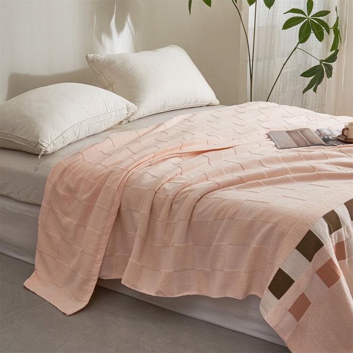 Oversized Texturiertes Baumwoll-Wurfdecke