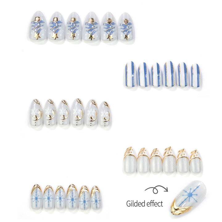 Winter-Themed Press-On Nail Set with Elegant Holiday Designs Karnz