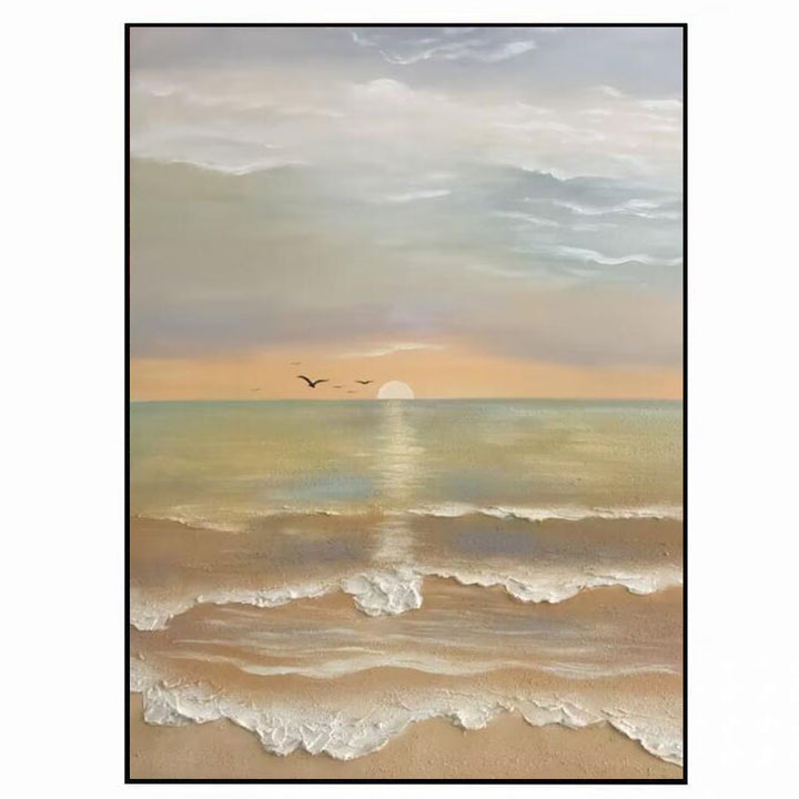 Texturiertes Küsten Sonnenuntergang Leinwandkunst