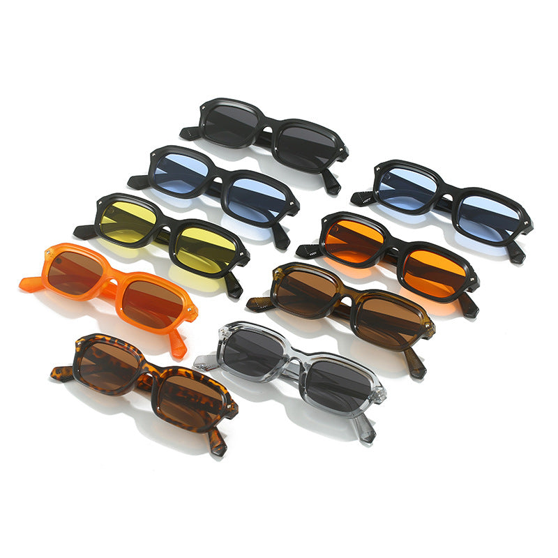 Damen Trendige rechteckige Sonnenbrille mit vollständig transparentem Rahmen und UV-Schutz Karnz