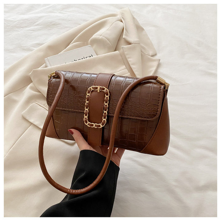 Krokodilmusterte Kettenriemen-Handtasche Karnz