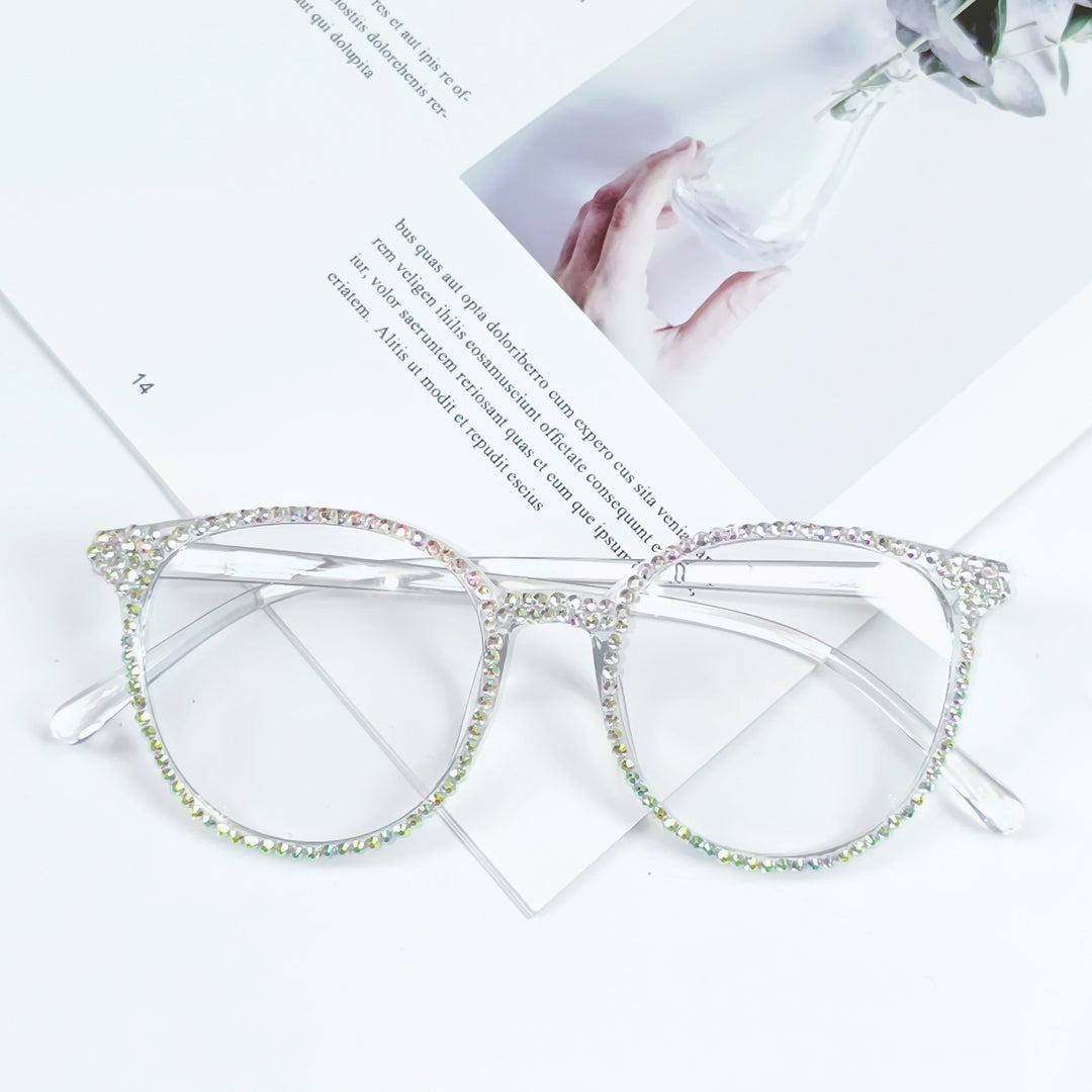 Damen Stylische Katzenaugen-Brille mit funkelndem Strassbesatz Karnz