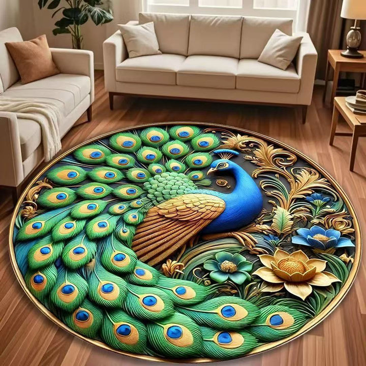 Runder Pfau-inspirierten Teppich