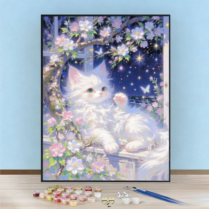 DIY-Katzen-Themen Malen nach Zahlen Kunst-Kit Karnz