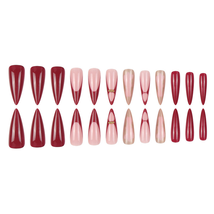 Gradient Stiletto Druck-auf-Nägel mit goldenen Akzenten Karnz