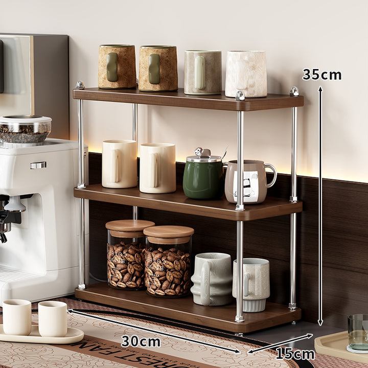 Triple-Tier Theken-Kaffee-Station-Organizer-Regal mit Edelstahl-Ständern