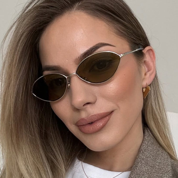 Damen modische Sonnenbrille mit ovalem Design und polarisierten Gläsern Karnz