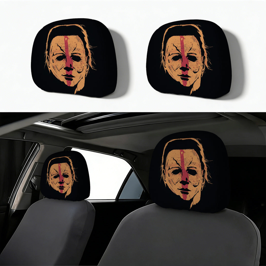 Auto-Kopfstützenbezug mit Retro-Horror-Motiv