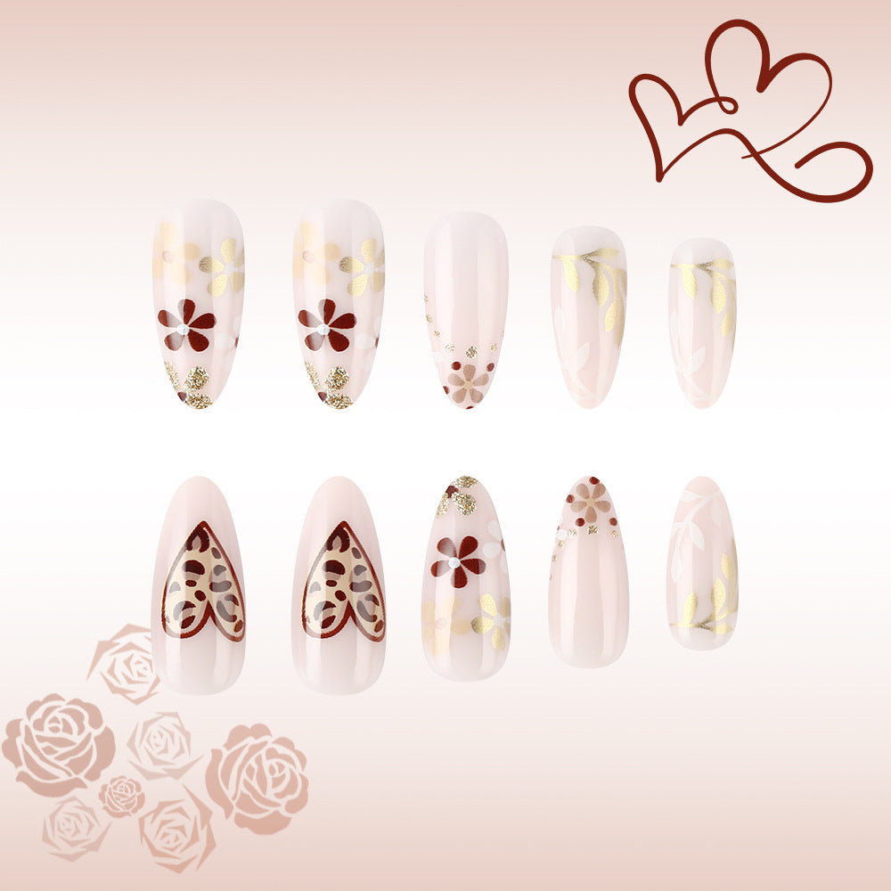 Künstlerisches Blumen-Design Press-On Nägel Karnz