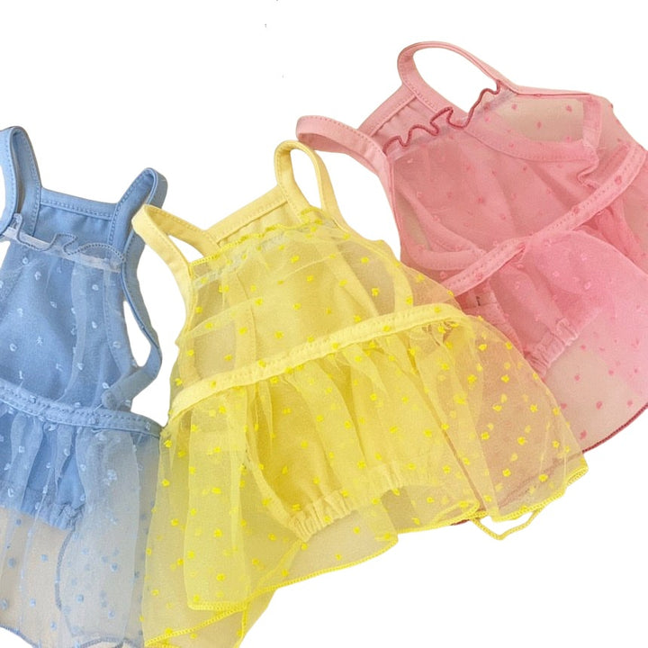 Kleines Hund Tüll Punkt Tutu Kleid mit Geschirrzugang & Verstellbaren Rückenriemen