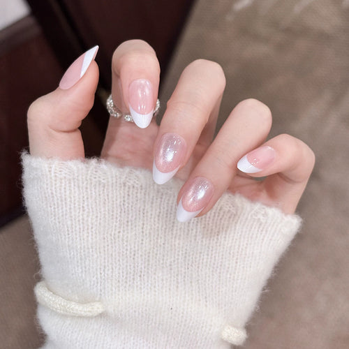 Elegante French Tip Press-On Nägel