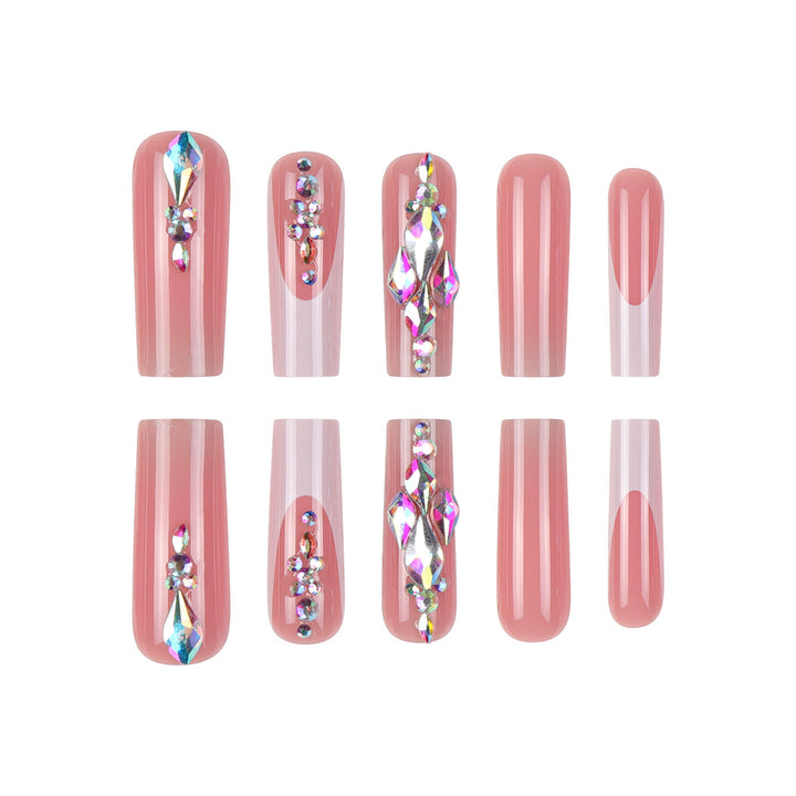 Glamouröse mit Strass verzierten Press-On Nagel-Set Karnz